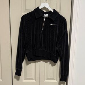 Nike Black Ribbed Quarter-Zip Top